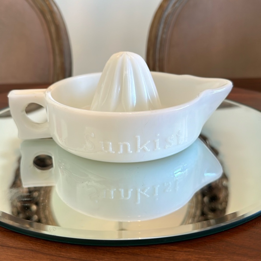 Vintage Milk Glass Sunkist Brand Juicer